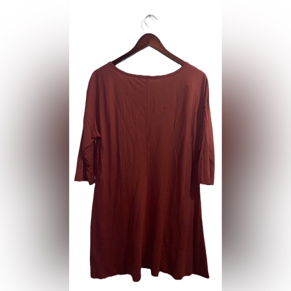 PERUVIAN CONNECTION ORANGE RED MIDI SHIRT - Picture 2 of 3